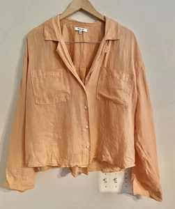 Madewell Resort Long-Sleeve 100% Ramie Shirt Harvest Peach Size X-Large - Picture 1 of 10