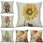 Pillow Case Square Throw Sunflower Cushion Cover Cotton Linen Home Decorative