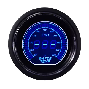 EVO 52mm 2-1/16" Digital Water Temperature Gauge 80 ~ 280 °F Blue & Red LCD - Picture 1 of 9
