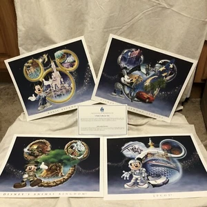 Set 4 Pixie Dusted WALT DISNEY WORLD Theme Park Commemorative Lithographs NIP - Picture 1 of 9