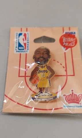 NBA Los Angeles Lakers Karl Malone Bobblehead Bobbing Head Pin Basketball AMINCO Cover