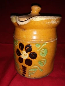 Pot couvert en terre cuite Vernissée Alsace Art Populaire 13 cm de Haut N°760/2 - Imagen 1 de 9