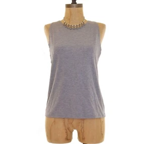 Topshop Kim Tank Top Size 12 Slim Fit Stretch Jersey Ribbed Gray EUC B77 - Picture 1 of 3
