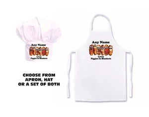 Fun Pigs in Blankets Print ADULTS Apron Print Adults Chefs Hat / Apron Set - Picture 1 of 6