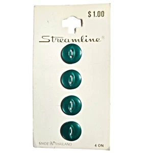 Streamline Vintage Buttons 4 Emerald Green 7/16" 2 Hole Size 11mm Cats Eye - Picture 1 of 6