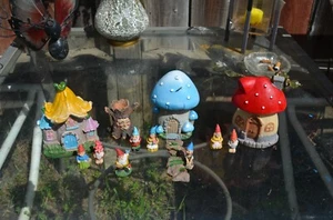 Fairy Gnome Garden Houses Tree Walkway Gnomes 13 pc lot - Picture 1 of 8