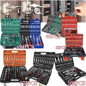 Spanner Socket Ratchet Wrench Set 1/2" 3/8" & 1/4" Drive Car Repair Tool Kit UK - Picture 1 of 24