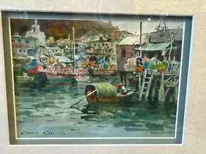Pintura Acuarela China ARTISTA Famoso Firmado Chin Chung ÚNICA DE COLECCIÓN ENMARCADA - Imagen 1 de 6