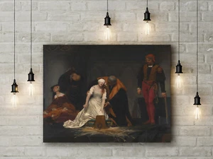 Paul Delaroche: Die Hinrichtung der Lady Jane Grey. Fine Art Leinwand - Bild 1 von 2