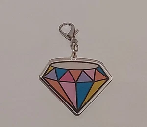 Retro BLU/PINK/YELLOW DIAMOND (Purse Charm/Keychain/Zipper Pull) - Picture 1 of 2