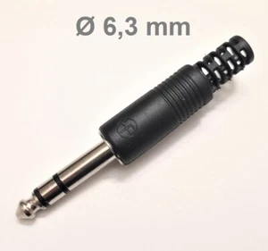 Clavija Conector Jack Macho Estereo De 6,3 mm - Para Soldar - Imagen 1 de 2