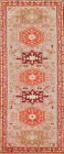 Geometric Light Gray Heriz Serapi Rug Runner 2' 8" x 7' 11" Handmade Wool Carpet