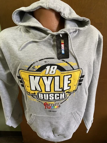 Kyle Busch #18 Nascar M&M'S Men's Gray Hoodie Sweatshirt Large Cover