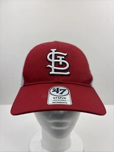 Men's '47 Red/White St. Louis Cardinals Primary Logo Trucker Snapback Hat - Picture 1 of 13