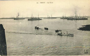 Ships in the Harbor Brest Brittany France ca 1916 Postcard - Picture 1 of 3