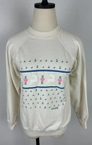 Vintage Christmas Sweatshirt Womens Small Lake Tahoe Ski Reindeer Cottagecore  - Picture 1 of 11