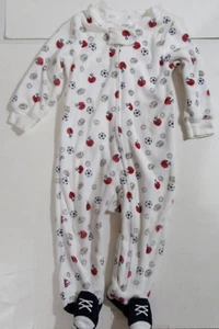 Carter's Boys Infant 9 Months Footed Outfit Baseball Soccer Feet Terry Cloth - Picture 1 of 3