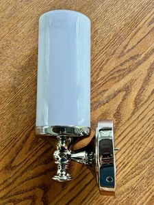 Pottery Barn Mercer Traditional Single Tube Sconce Polished Nickel + Shade 11.5" - Picture 1 of 12