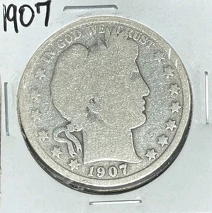 1907 BARBER SILVER HALF DOLLAR ~ ~NICE OLD COIN~ 90% SILVER - Picture 1 of 2