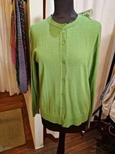 M&S Women's Cardigan Extra Fine Merino BNWT Size 12 Green - Picture 1 of 5
