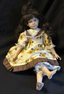 VTG PORCELAIN DOLL ARTIST DOLL 19” BRUNETTE GIRL Marked V/S C REPKO German - Bild 1 von 24