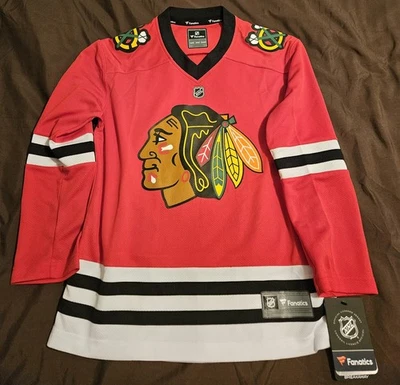 Chicago Blackhawks Fanatics Breakaway Youth Home/Red Hockey Jersey Size S/M NWT  - Image 1 of 4
