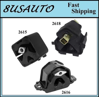 3 PÇS MOTOR E TRANS MOUNT FIT 1991-1992 DODGE SPIRIT 2.2L - MANUAL TRANS - Imagem 1 de 4