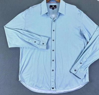 Butter Cloth Shirt Mens XL Blue Geometric Performance Smart Casual Office - Image 1 of 4