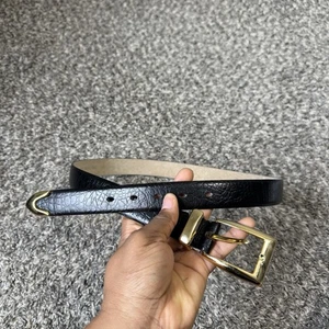 Cinturón Etienne Aigner Cuero Cocodrilo Italiano Repujado Negro Hebilla Dorada Talla L NUEVO - Imagen 1 de 6