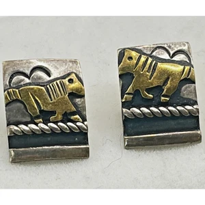 Tommy Singer 12K Gold Filled Sterling Silber Navajo Ohrringe Indianer - Bild 1 von 7