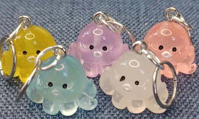 Marcadores de puntada MikieLou 5 anillos acrílicos pulpo pulpo pastel acero inoxidable SM506 Foto 1 de 4