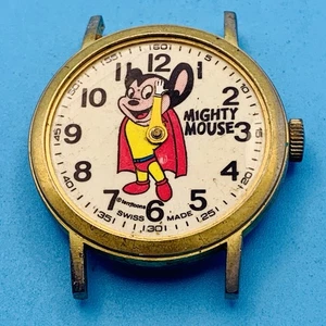 TERRYTOONS MIGHTY MOUSE Vintage Men’s Swiss Wind Watch SOLD AS IS PARTS/REPAIR - Picture 1 of 12