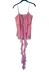 Top F21 X SHEIN XL rosa floreale civetta babydoll cami assimetrico Y2K clubwear - Foto 1 di 10