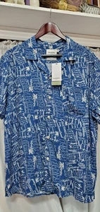 Goodfellow & Co 100% Rayon Button Down Hemd Blau Größe L Neu mit Etikett - Bild 1 von 9