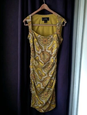 VTG Y2K Nicole Miller Collection Silk Cocktail Dress Paisley Bodycon  Sz 8 - Image 1 of 4