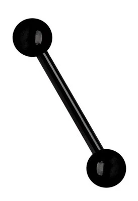 Piercing Schmuck Intim Ohrstecker Barbell in 1,6mm schwarz mit 2 Verschluss Kugeln - Bild 1 von 2