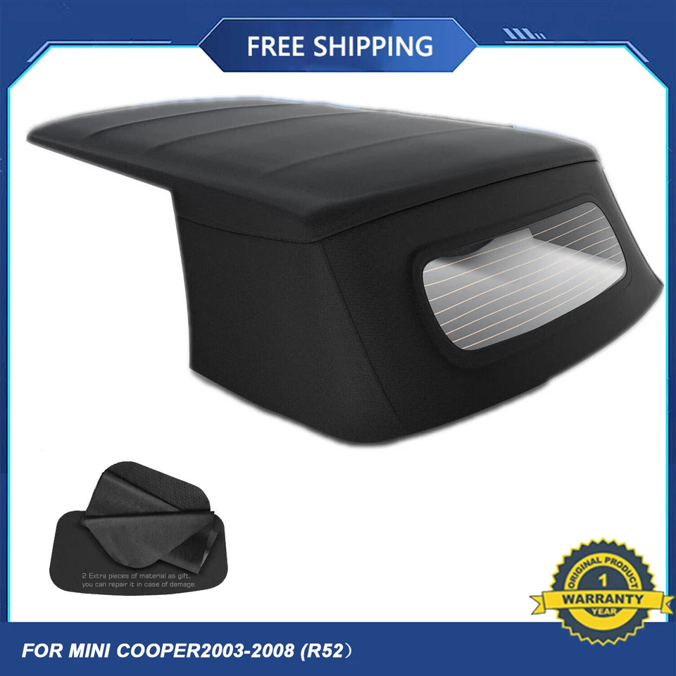 Black Convertible Soft Top for Mini Cooper 2003 2004-2008 w/ Glass Window — 第 1/4 张图片