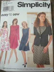 SIMPLICITY 7117 NEW UNCUT SEW PATTERN Misses DRESS JACKET OOP Sz 8 10 12 - Picture 1 of 1