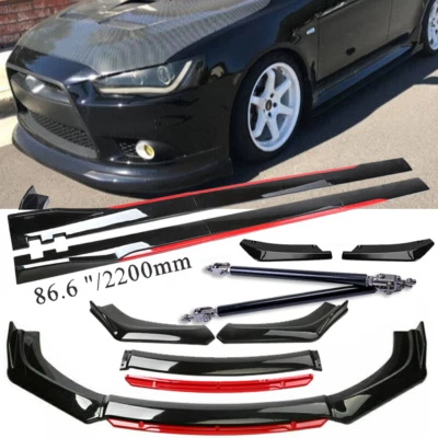 For 09-15 Mitsubishi Lancer Front Bumper Lip Spoiler Splitter /Side /Skirt Body Foto 1 de 4