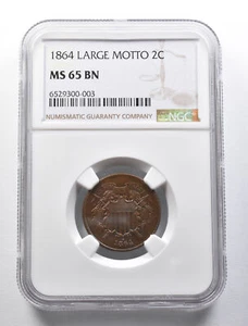 MS65 BN 1864 Large Motto Two Cent Piece NGC *5682 - Picture 1 of 3