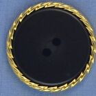 25mm Black / Gold 2 Hole Button (per button)