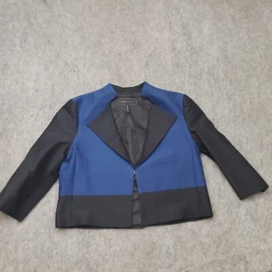 BCBGMaxazria Jacket Womens S Blue Black Blazer Crop Short Casual Coat Ladies - Picture 1 of 9