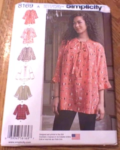 Simplicity Pattern 8169 Ms Loose-Fit Tunics or Top w/Sleeve Variations XXS-XXL - Picture 1 of 2