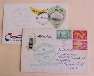 TONGA  TIN CAN SHIP MONTERY  1967 APRIL 26,1977 MAR 12 WITH CIRCULARS - Picture 1 of 1