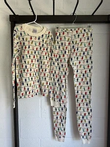 EUC Hanna Andersson Holiday Pajamas SIZE 160 US 14 Multicolor Christmas Lights - Picture 1 of 15