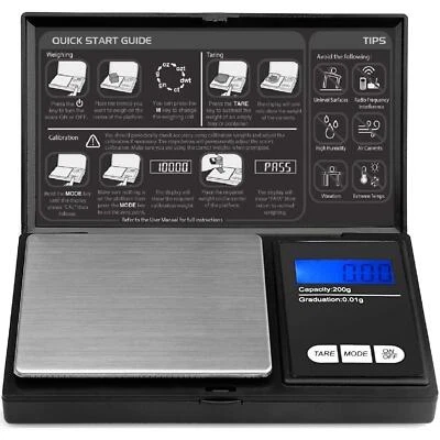 Digital Scales 0.01g 200g Grams Gold Jewellery Weighing Small Pocket Electronic - Image 1 of 4