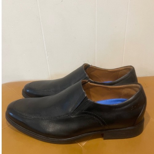 Scarpe mocassini Clarks uomo Whiddon Step in pelle nera comode taglia 10 larghe