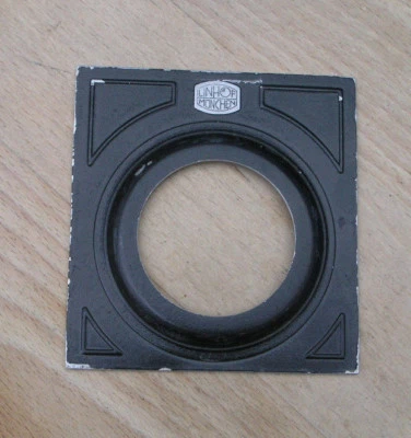 early Linhof Munchen  4x5   Lens board with 50.2mm hole  compur 2 100mm x 93.5mm - Image 1 of 3