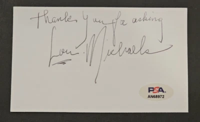 LOU MICHAELS Signed 3x5 Index Card-RAMS-GREEN BAY PACKERS-PSA - Image 1 of 4