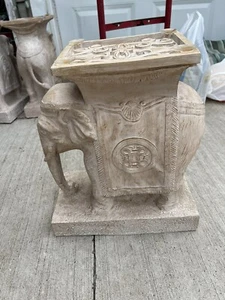 Rustic Elephant Plant Stand / Side Table - 21x 14 Inches Vintage - Picture 1 of 9